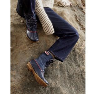 Sperry x GOOP Saltwater Tall Lace Up Leather Duck Boot Navy/Red Size 10